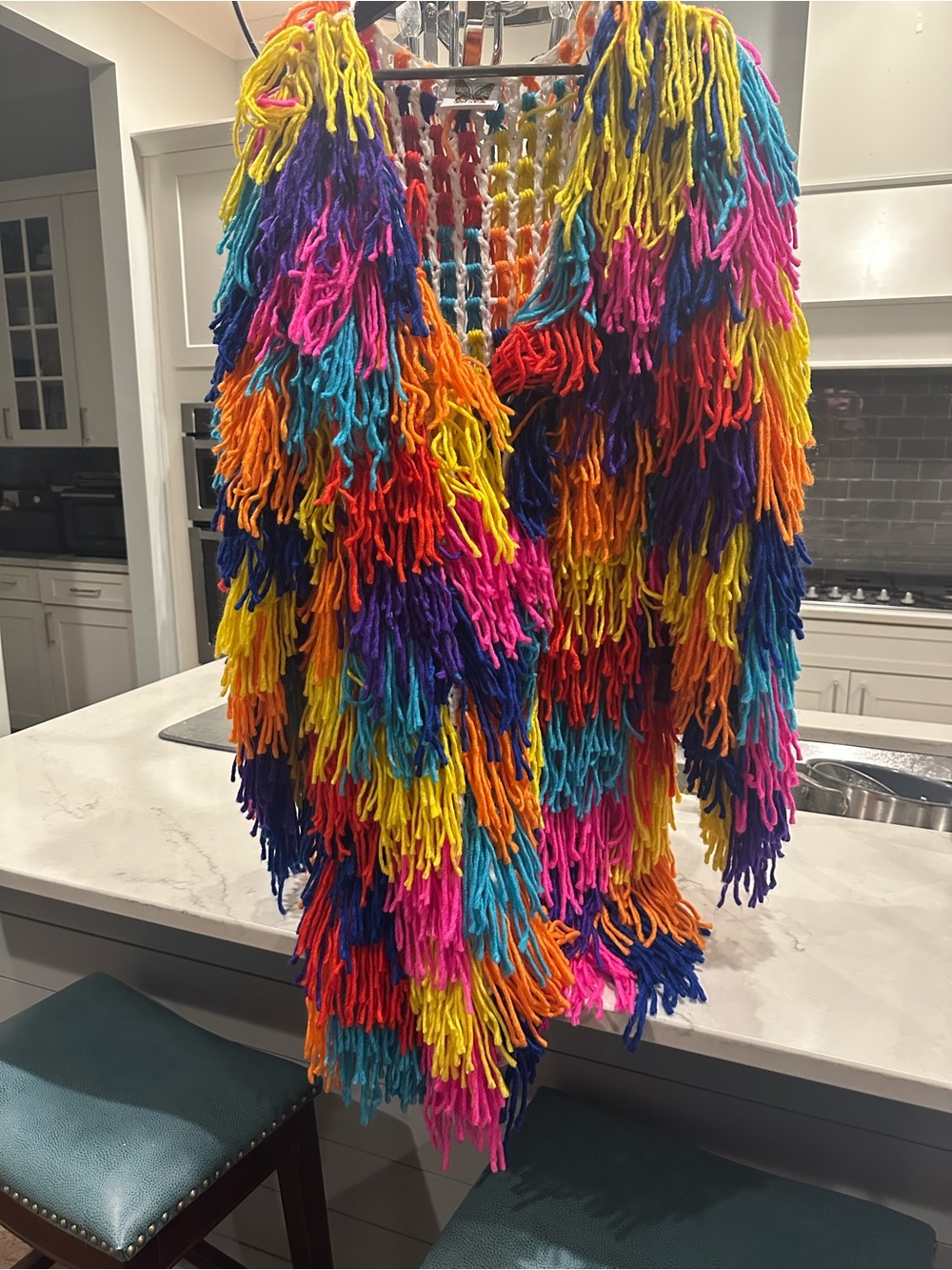 Megan LA- Colorful Fringed Knit Vest with Butterfly Tag